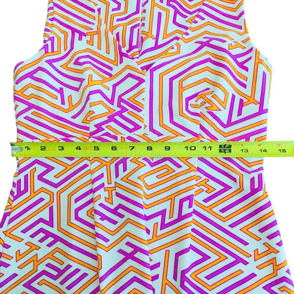 Jude Connally Dress White Pink Orange Stretch Sleeveless Geometric Women’s 2 XS - Picture 10 of 15